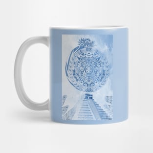 teotihuacan pyramid sunshine in aztec pattern at noon Mug